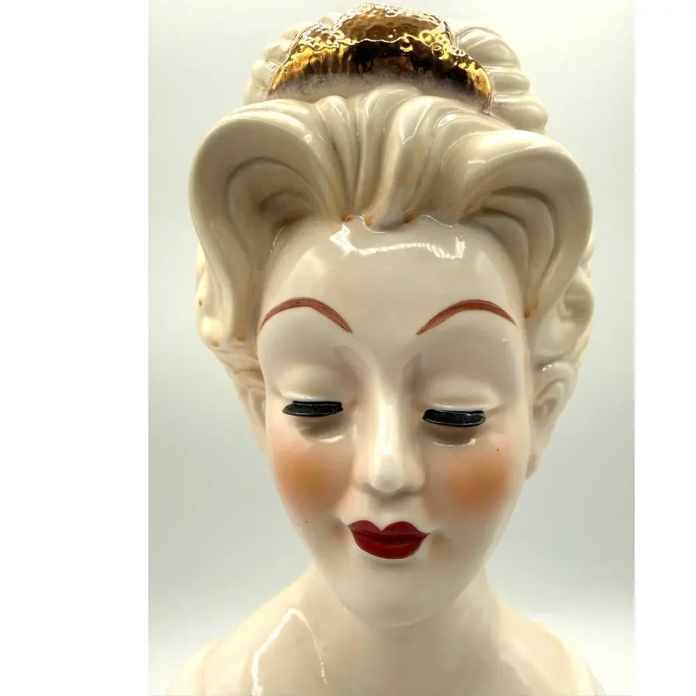 Vintage Princess Grace Porcelain Lady Head Vase-XL 10in